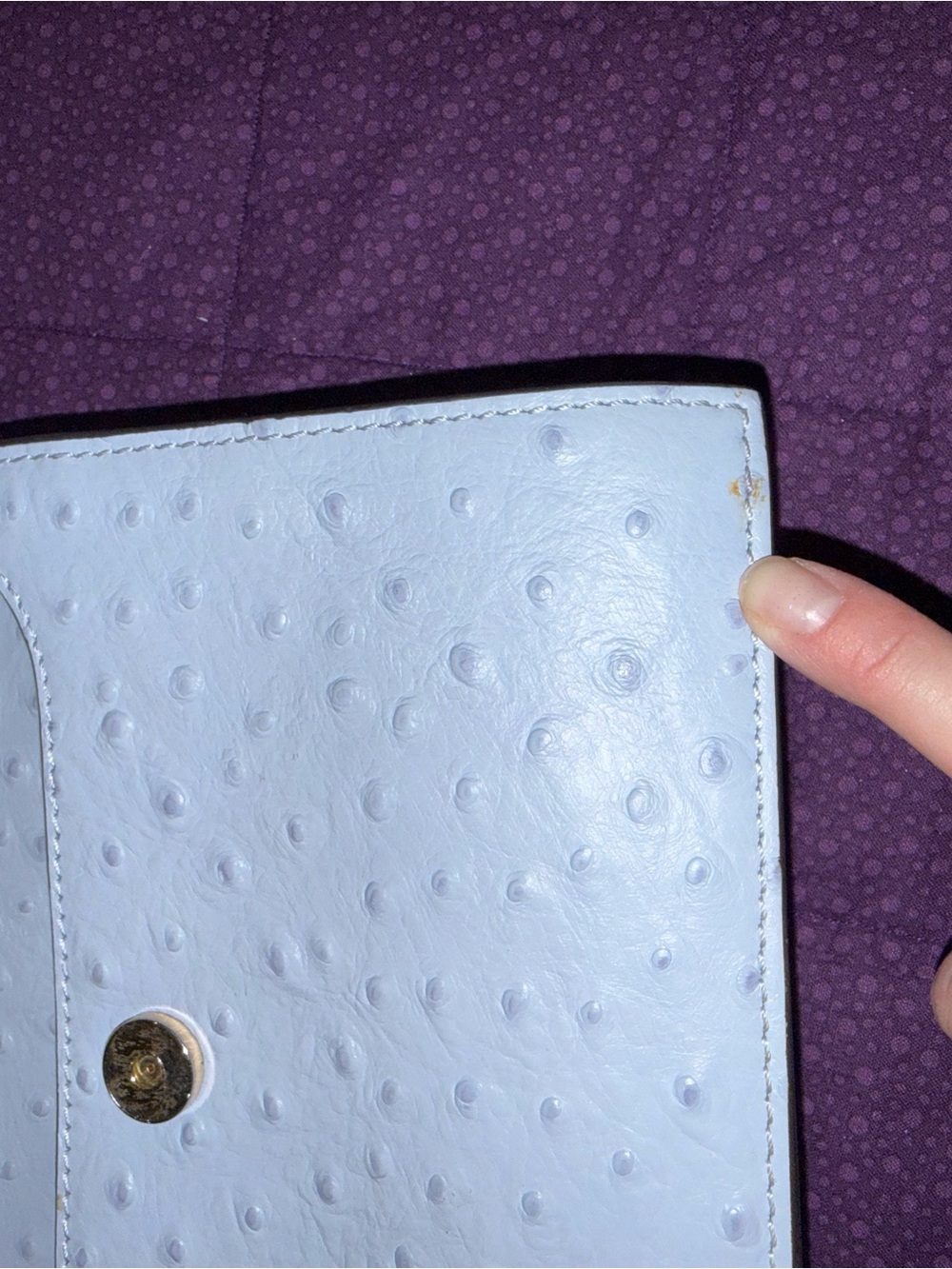 Dooney & Bourke Light Blue Ostrich-Embossed East West Flap Crossbody Bag - Picture 6 of 10